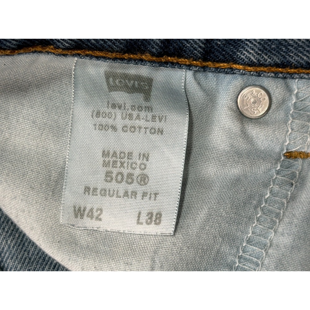 Levis 505 Regular Fit Jeans Light Wash Straight Leg Denim Big & Tall Men's 42x38 - Picture 11 of 15